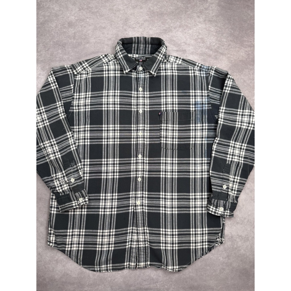 VTG Polo Jeans Co Ralph Lauren Shirt Mens XL Black White Plaid Flannel Button Up